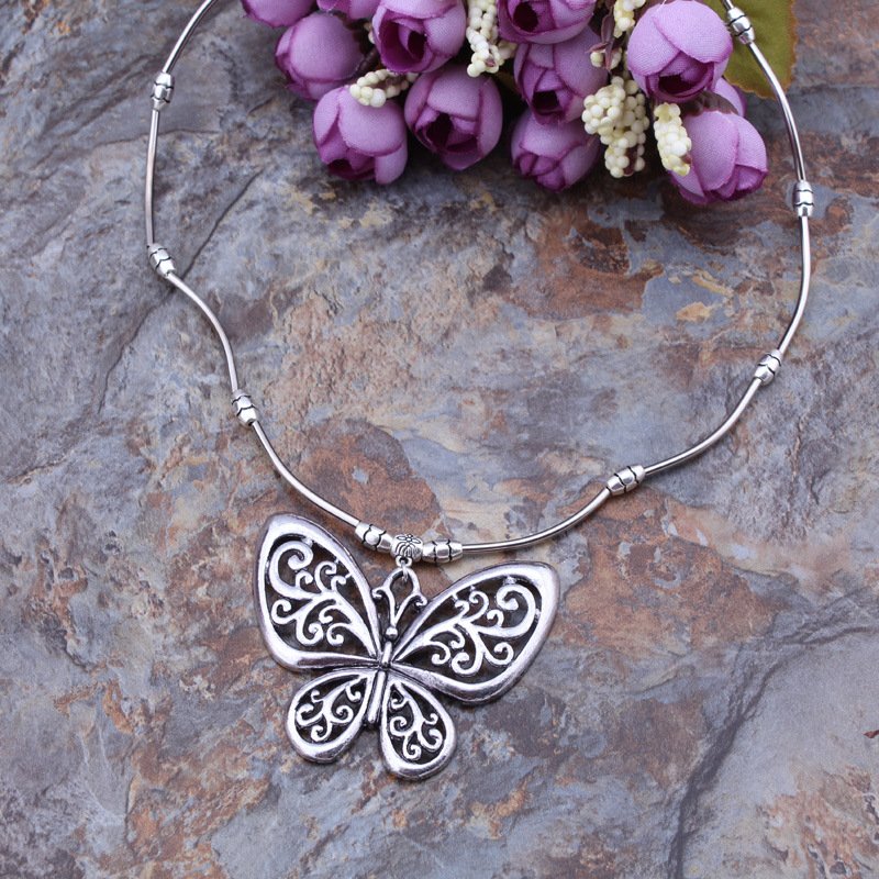 Vintage Ethnic Charm Butterfly Pendant Necklace - Intricate Geometric Carvings, Hollow Design, Ethereal Beauty for Everyday Glam - Image 15
