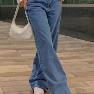 Chic Womens High Waist Wide Leg Denim Pants - Casual, Baggy & Y2K Inspired - Comfortable, Fashion-Forward Style - Premium Jeans for Trendy Girls