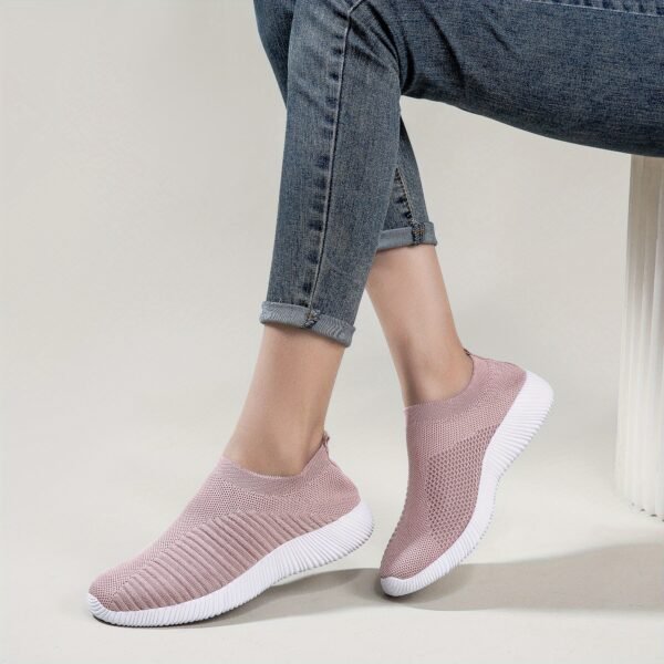 Women's Solid Color Casual Shoes, Lightweight Breathable Slip On Socks Shoes, Low Top Sneakers - Image 76