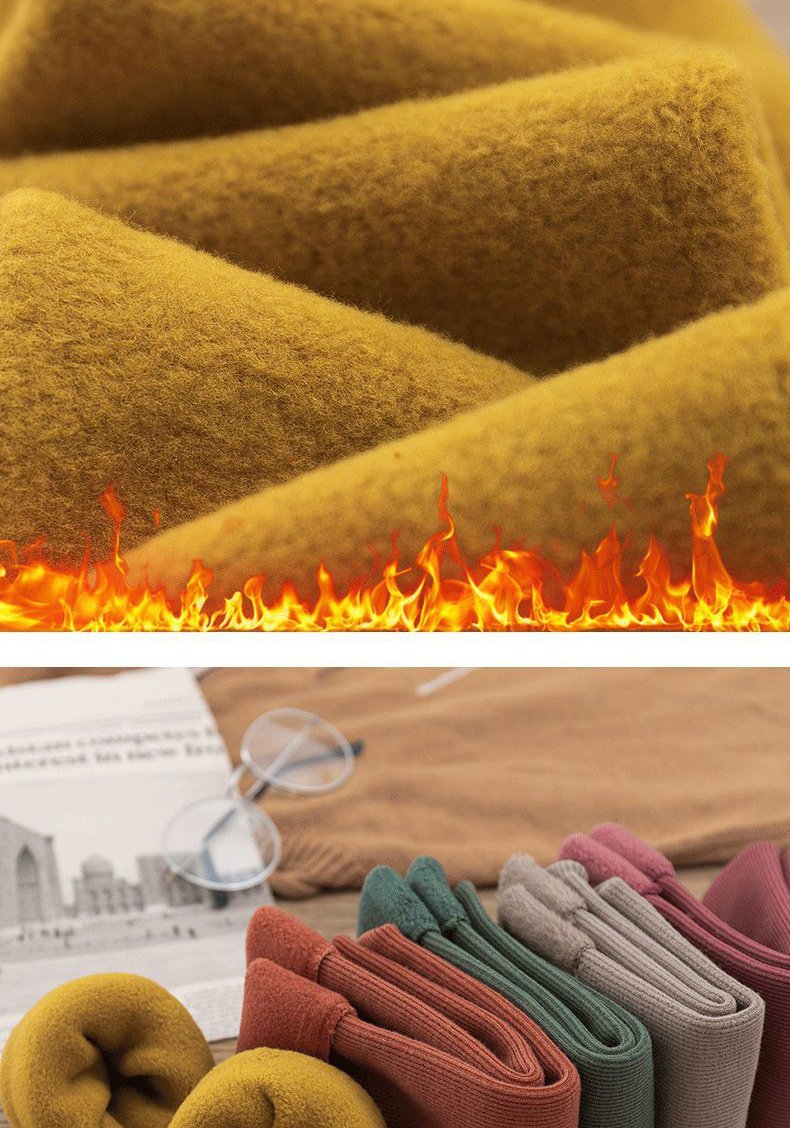 5 Pairs Women's Solid Fuzzy Thermal Mid Tube Floor Socks - Image 13