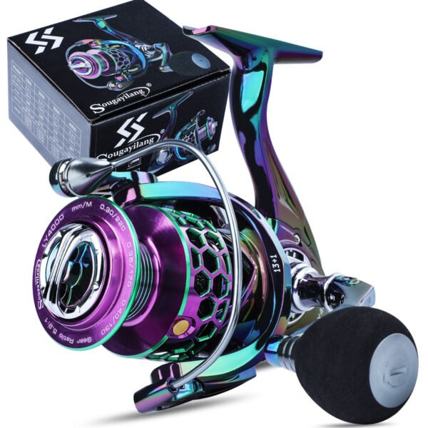 Sougayilang Ultra Smooth Spinning Fishing Reel, 13+1BB, Lightweight Aluminum Alloy, Ambidextrous Handle, Vibrant Iridescent Finish - Ideal for Freshwater & Saltwater Fishing, Fishing Gear - Image 2