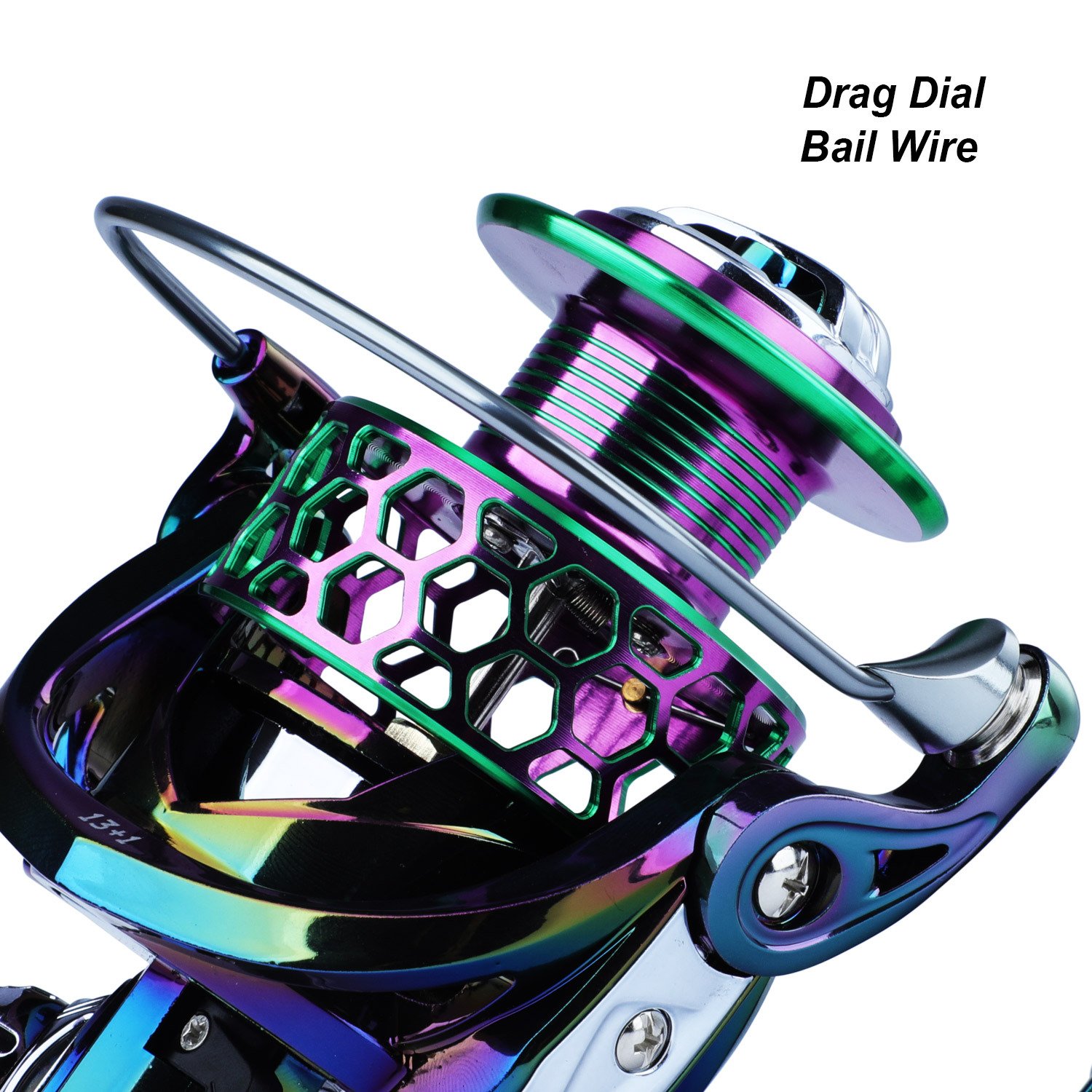 Sougayilang Ultra Smooth Spinning Fishing Reel, 13+1BB, Lightweight Aluminum Alloy, Ambidextrous Handle, Vibrant Iridescent Finish - Ideal for Freshwater & Saltwater Fishing, Fishing Gear - Image 8