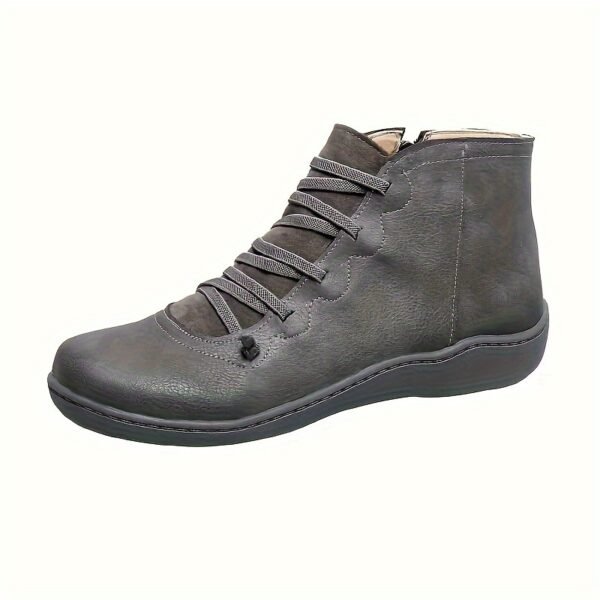 Women's Flat Lace Up High Top Boots, Solid Color Comfortable Zipper Flat Sneakers, Women's Footwear - Image 8