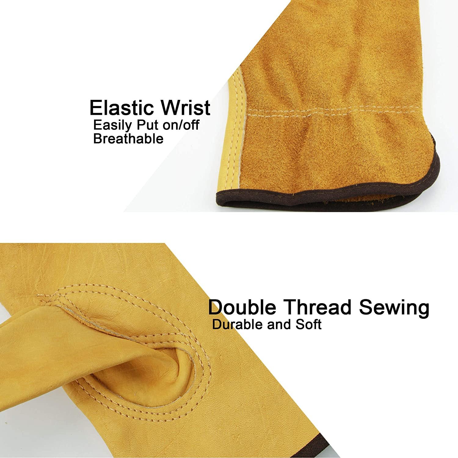 1 Pair Of Leather Work Gloves, Flexible Grip Tough Cowhide Gardening Gloves For Wood Cutting/Construction/Truck Driving/Garden/Yard Working For Men And Women - Image 13