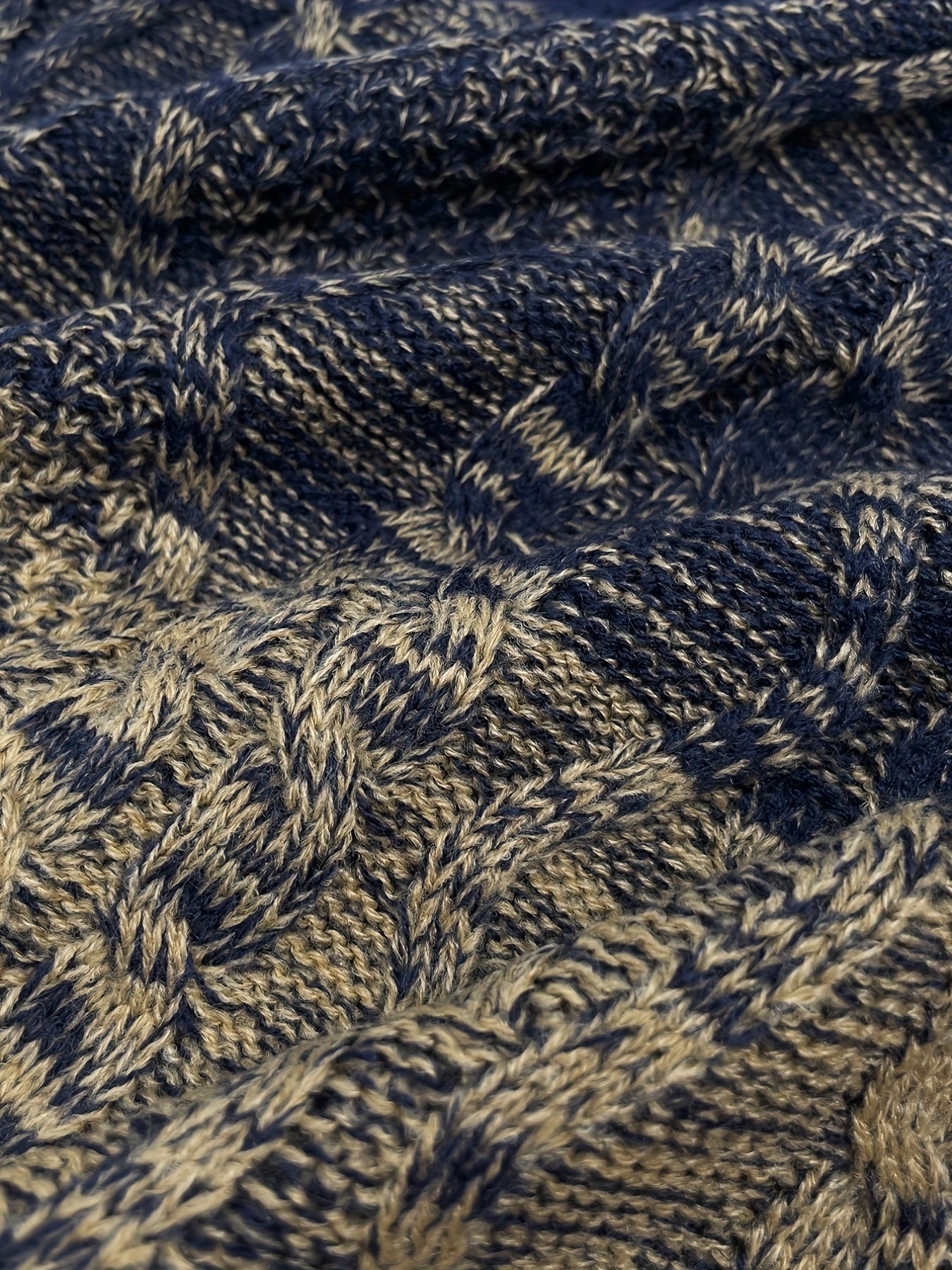 All Match Knitted Cable Sweater, Men's Casual Color Block Design Warm Slightly Stretch Crew Neck Pullover Sweater For Fall Winter - Image 9