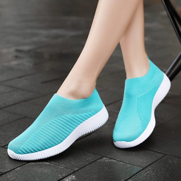 Women's Solid Color Casual Shoes, Lightweight Breathable Slip On Socks Shoes, Low Top Sneakers - Image 14