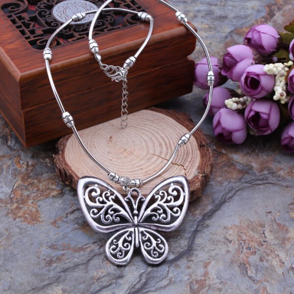 Vintage Ethnic Charm Butterfly Pendant Necklace - Intricate Geometric Carvings, Hollow Design, Ethereal Beauty for Everyday Glam - Image 16