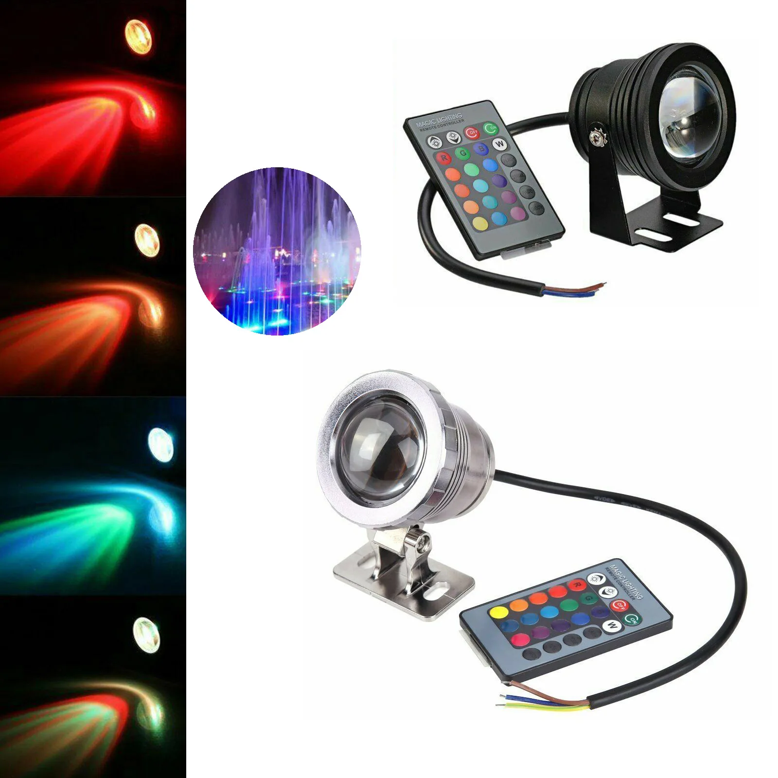 Waterproof RGB LED Spotlight 10W 15W Underwater LED Floodlight for Fountain Pool Aquarium 85-265V EU/US Plug Outdoor Garden Lamp - Image 15