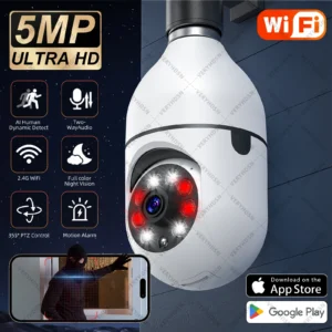 5MP E27 Wifi IP Bulb Surveillance Camera Night Vision Wireless Home Cameras CCTV Video Security Protection Baby Mini Cam