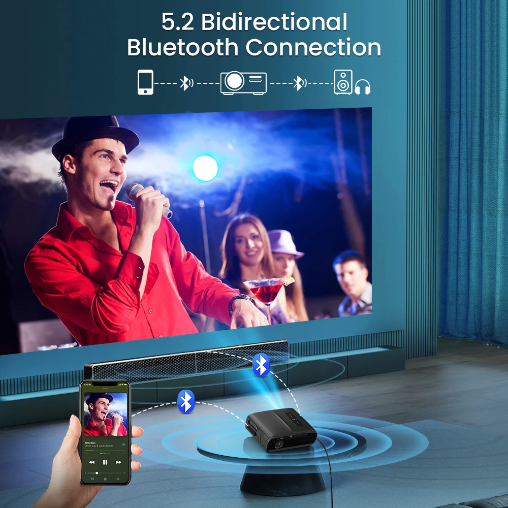 1080P 4K Home Theater Projector with Screen Smart Bluetooth Projectors Wifi Wireless Project Full Ultra Video Projection Device - Image 5