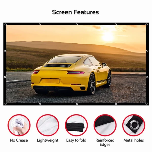 16:9 Portable Projector Screen Simple Projector Curtain 72/84/100/120/150 inch HD Display Screen Home Cinema Theater Movie Home - Image 12