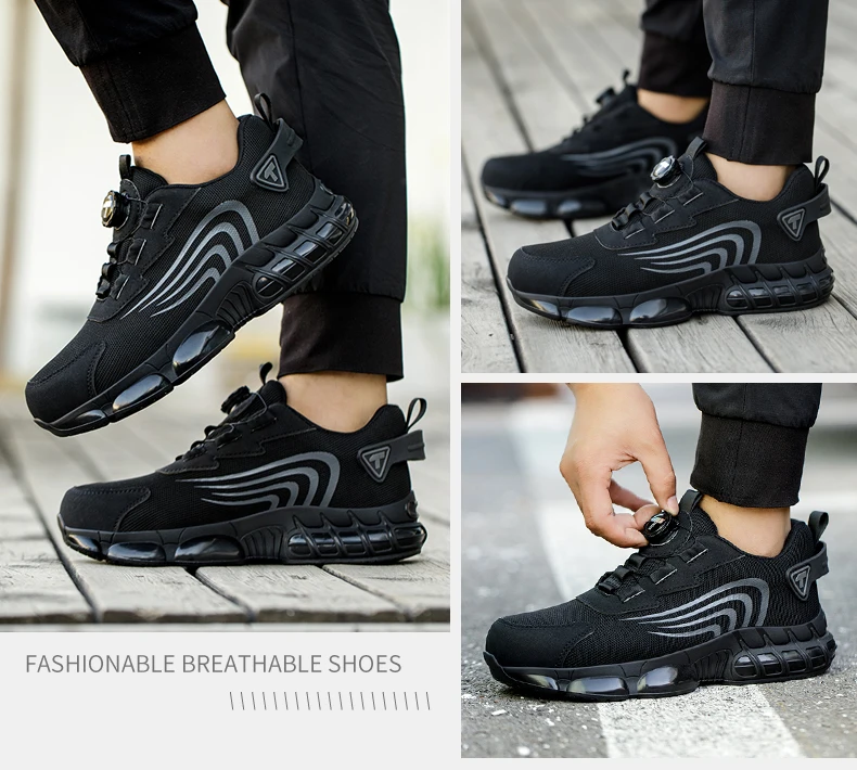 Rotary button new safety shoes for men, anti-impact and anti-piercing work shoes, fashionable men's sports shoes, and safety pro - Image 21
