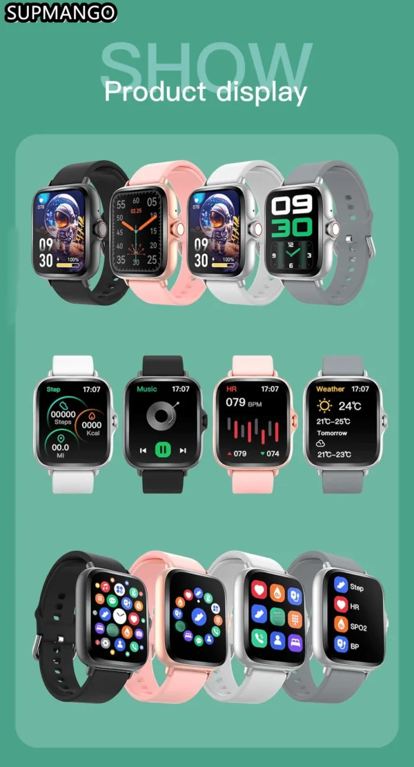 T166X Smart Watch Men and Women Fitness Sports Watch Real Pedometer Full Touch Screen Bluetooth Call Digital Smart Watch - Image 21
