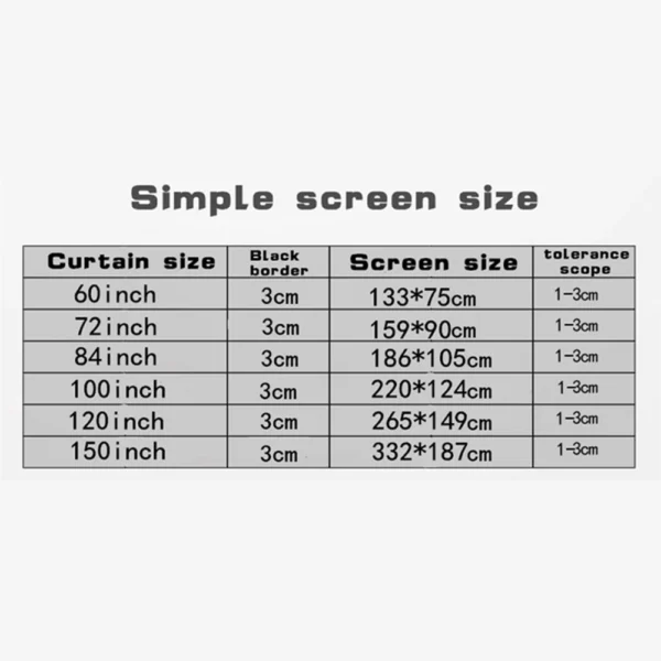 16:9 Portable Projector Screen Simple Projector Curtain 72/84/100/120/150 inch HD Display Screen Home Cinema Theater Movie Home - Image 6