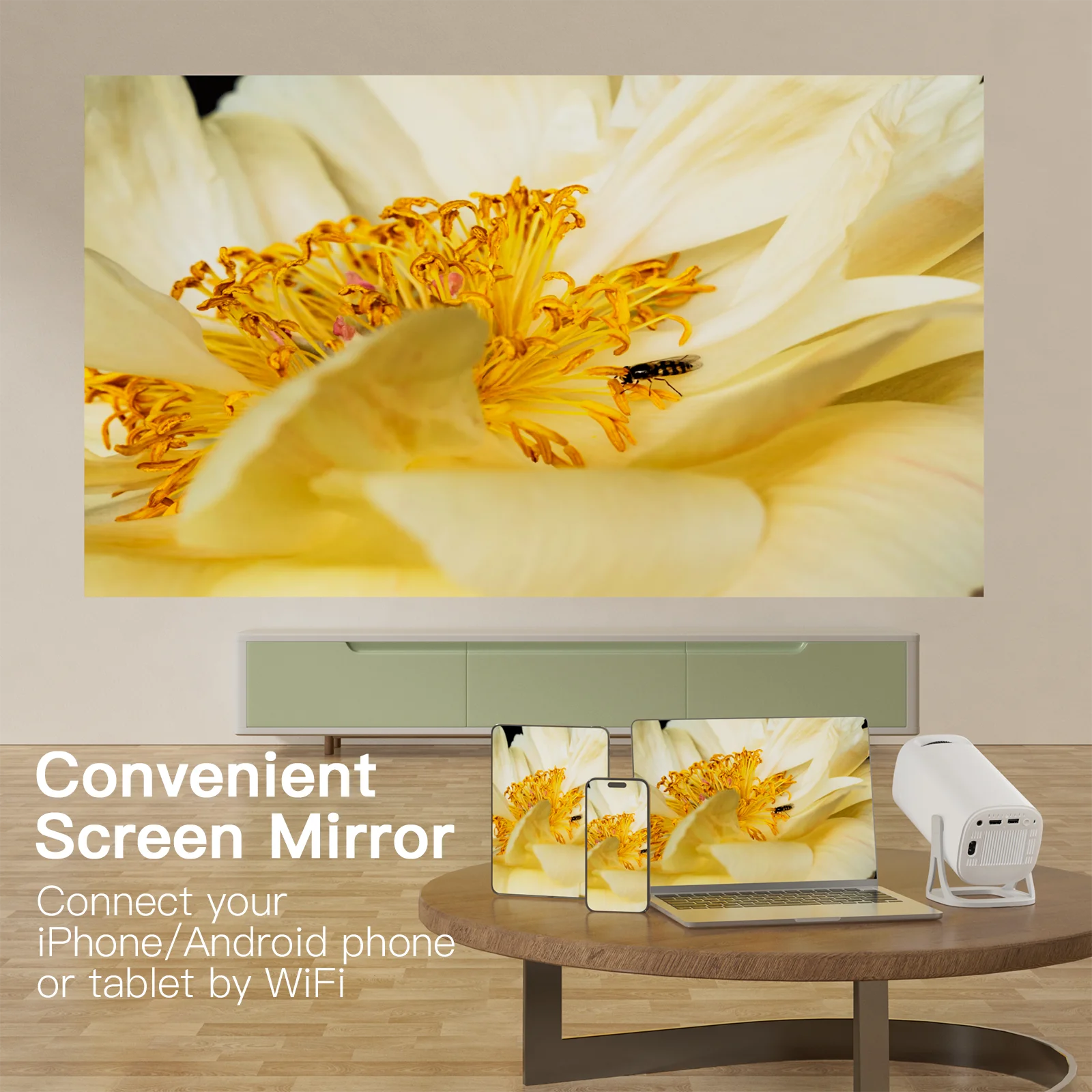 Salange S40 Smart Projector Digital Android11 Support 4K 1080P WiFi6 BT5.4 Allwinner H713 1280*720P Auto Keystone Pocket Beamer - Image 6
