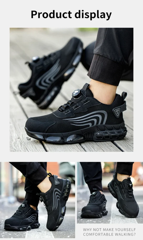 Rotary button new safety shoes for men, anti-impact and anti-piercing work shoes, fashionable men's sports shoes, and safety pro - Image 20