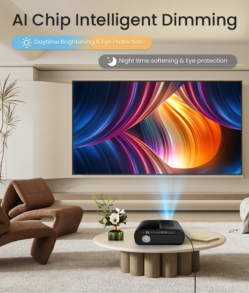 1080P 4K Home Theater Projector with Screen Smart Bluetooth Projectors Wifi Wireless Project Full Ultra Video Projection Device - Image 3