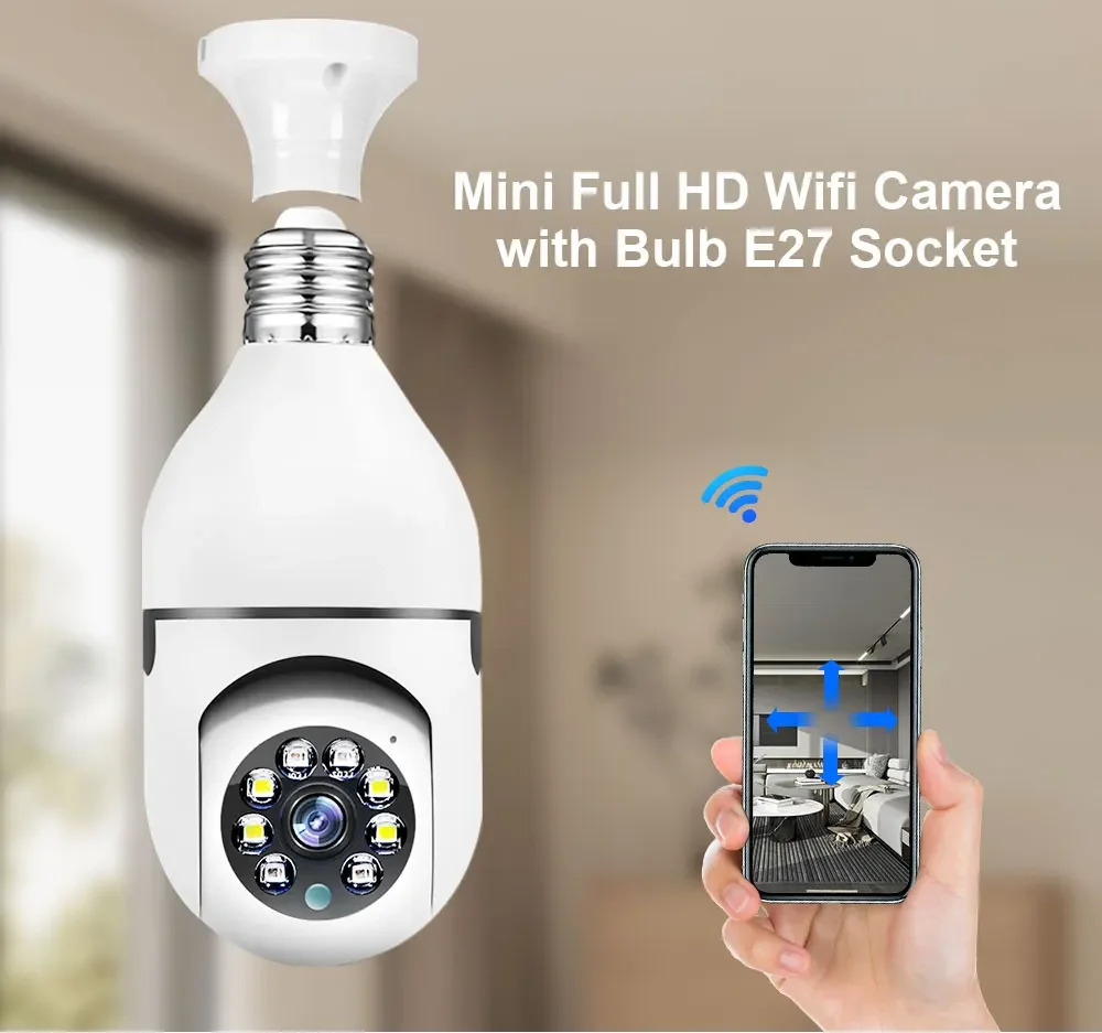 E27 Bulb WIFI Camera Night Vision Surveillance Cameras 8MP Automatic Human Tracking 4X Digital Zoom Video home Security Monitor - Image 2
