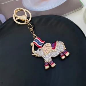 Luxury Crystal Elephant Keychain Women's Handbag Pendant Thailand Travel Souvenir Gift
