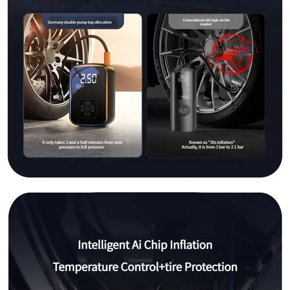 Wireless And Wired Car Air Compressor Electric Tire Inflator Pump for Motorcycle Bicycle Boat AUTO Tyre Balls - Image 11