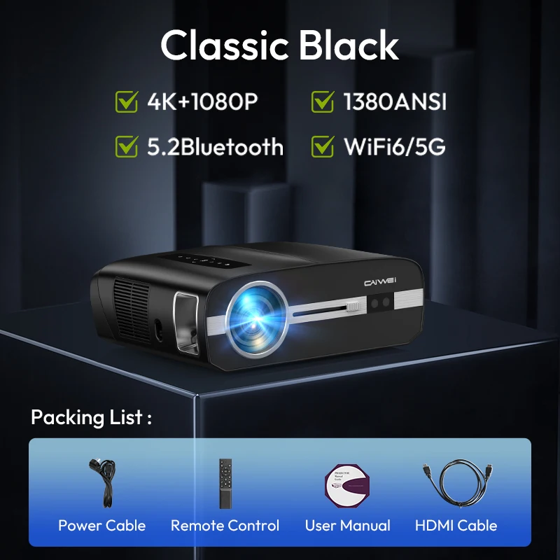 1080P 4K Home Theater Projector with Screen Smart Bluetooth Projectors Wifi Wireless Project Full Ultra Video Projection Device - Image 8