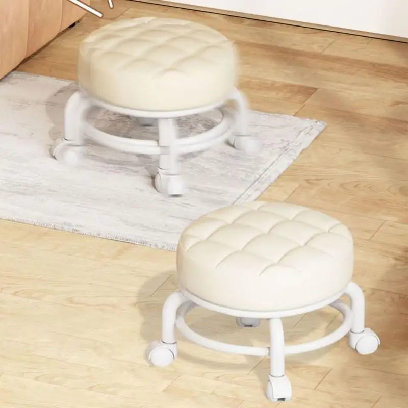 Pulley Low Stool Universal Wheel Small Stool Seat with Wheels children Multi-functional Shoe Changing Stool round Stool - Image 4
