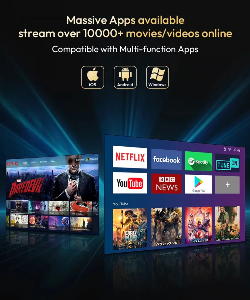1080P 4K Home Theater Projector with Screen Smart Bluetooth Projectors Wifi Wireless Project Full Ultra Video Projection Device - Image 20