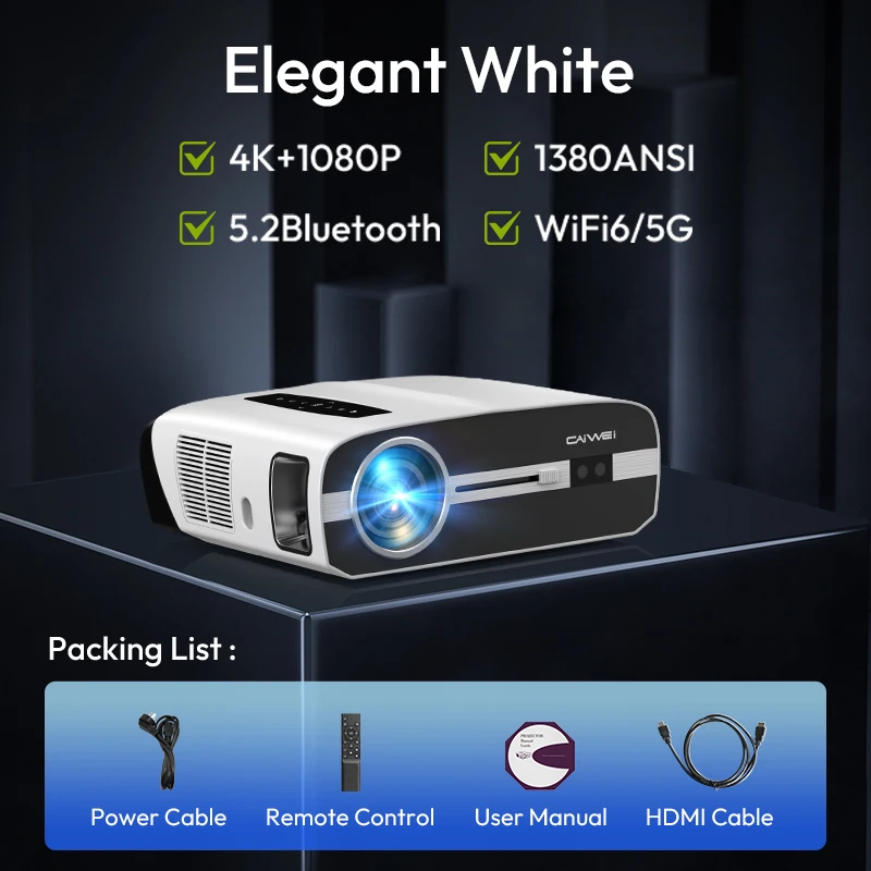 1080P 4K Home Theater Projector with Screen Smart Bluetooth Projectors Wifi Wireless Project Full Ultra Video Projection Device - Image 9