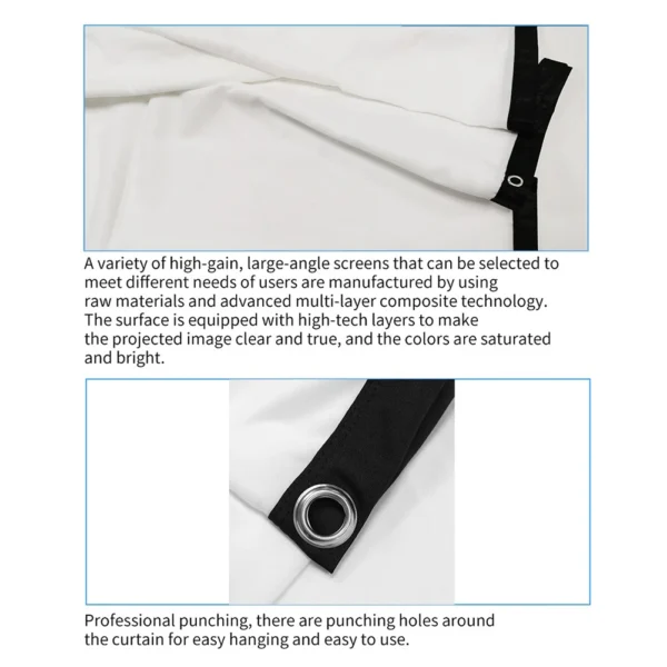 16:9 Portable Projector Screen Simple Projector Curtain 72/84/100/120/150 inch HD Display Screen Home Cinema Theater Movie Home - Image 15