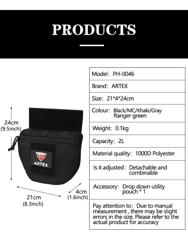 Tactical Molle Chest Rig Drop Dump Pouch Bag For CRM CRX Vest Armor Carrier Storage Hunting Accessories Chest Pouch Lower Belly - Image 6