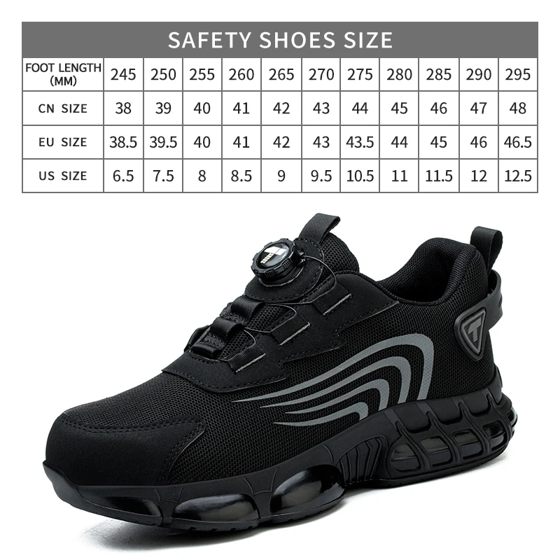 Rotary button new safety shoes for men, anti-impact and anti-piercing work shoes, fashionable men's sports shoes, and safety pro - Image 8