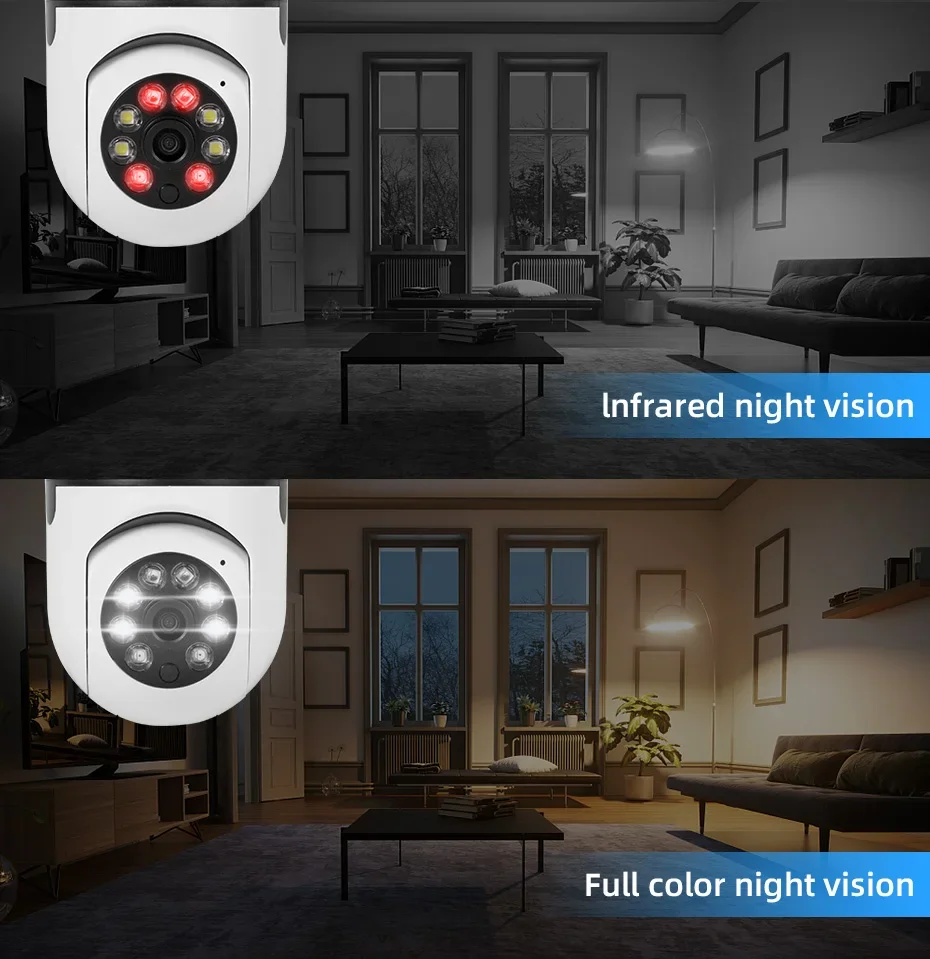 E27 Bulb WIFI Camera Night Vision Surveillance Cameras 8MP Automatic Human Tracking 4X Digital Zoom Video home Security Monitor - Image 4