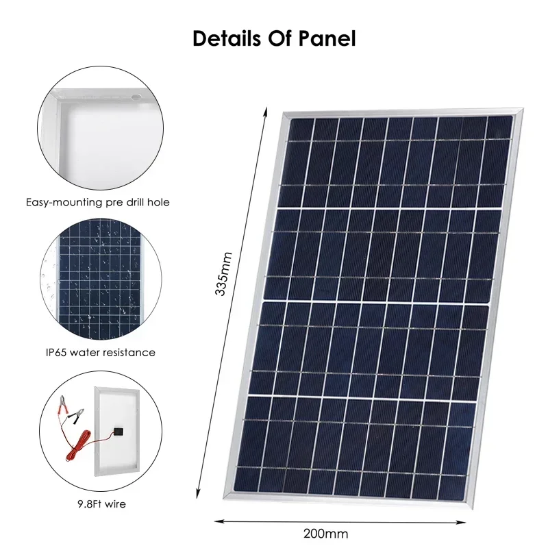 Outdoor Solar Panel 600W 12V Polycrystalline USB Power Portable Rechargeable Solar Cell Solar Generator for Home Lighting Camp - Image 19