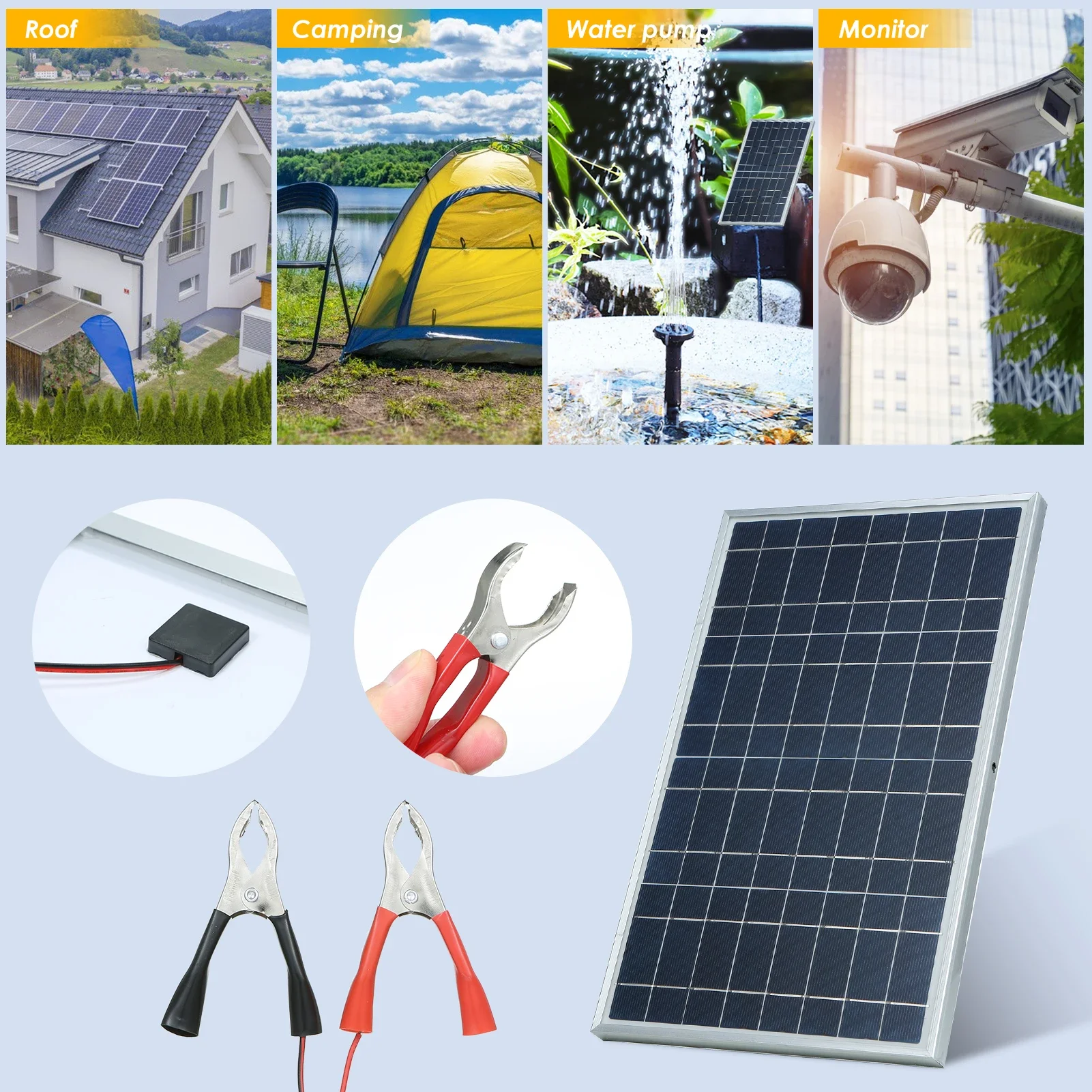 300W 12V Solar Panel Kit Complete Polycrystalline USB Power Portable Outdoor Rechargeable Solar Cell Solar Generator for Home - Image 4