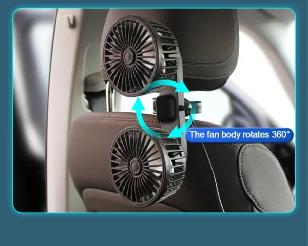 SEAMETAL 3-speed Car Seat Back Cooling Fan USB Charge Dual Head Fan 360 Degree Rotation Neck Cooler for Summer Car Accessories - Image 18