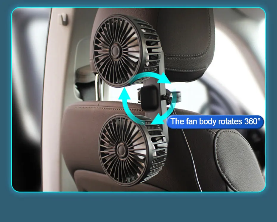 SEAMETAL 3-speed Car Seat Back Cooling Fan USB Charge Dual Head Fan 360 Degree Rotation Neck Cooler for Summer Car Accessories - Image 18