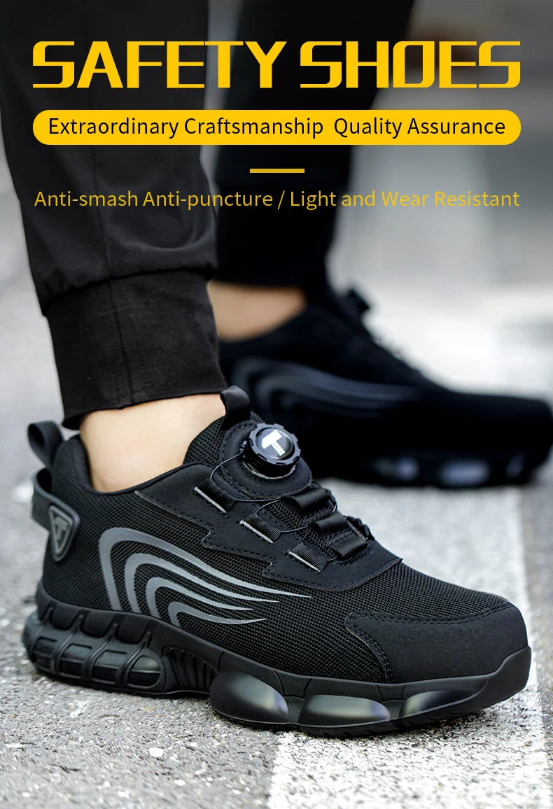 Rotary button new safety shoes for men, anti-impact and anti-piercing work shoes, fashionable men's sports shoes, and safety pro - Image 9