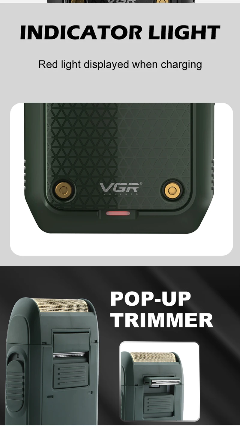 VGR 353 Razor Electric Shaver Professional Hair Trimmer Rechargeable Razors Portable Beard Trimmer Mini Hair Shaver for Men - Image 18