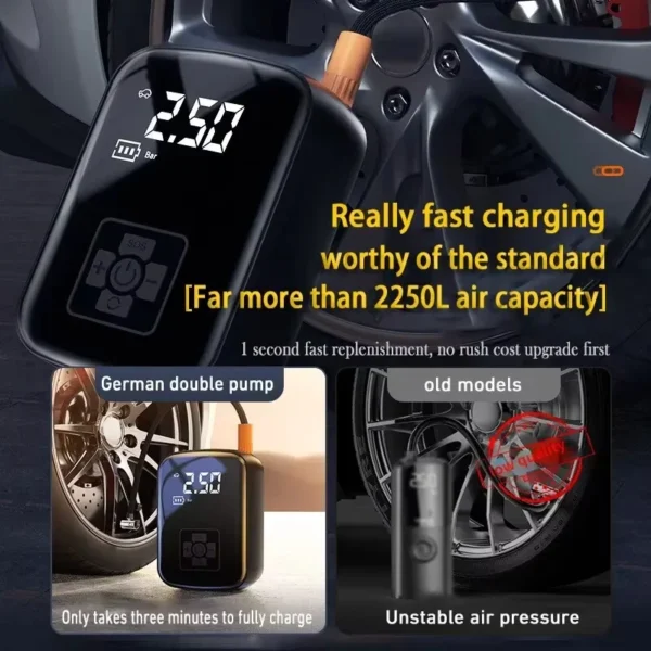 Wireless And Wired Car Air Compressor Electric Tire Inflator Pump for Motorcycle Bicycle Boat AUTO Tyre Balls - Image 4