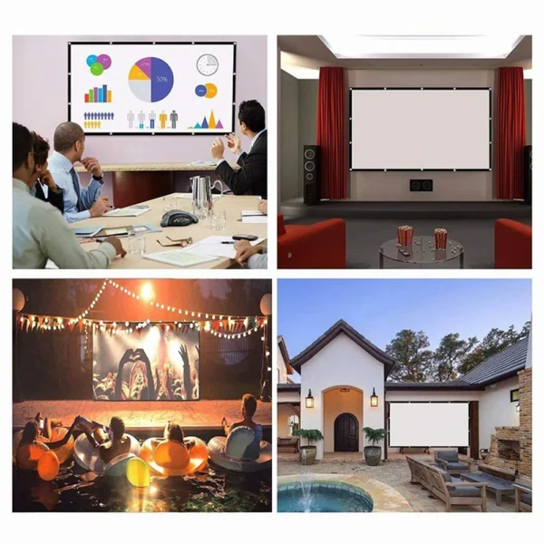 16:9 Portable Projector Screen Simple Projector Curtain 72/84/100/120/150 inch HD Display Screen Home Cinema Theater Movie Home - Image 4