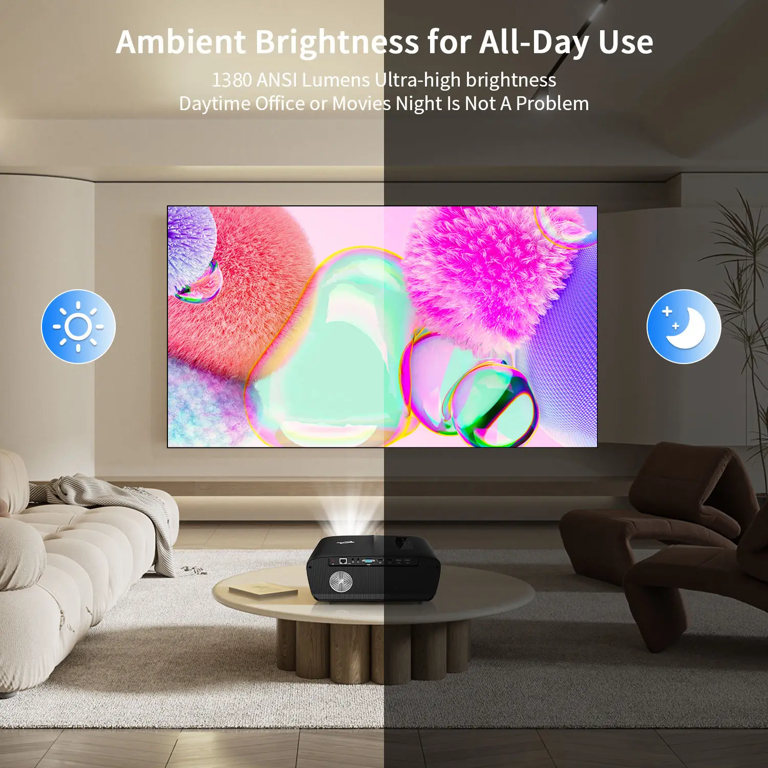 1080P 4K Home Theater Projector with Screen Smart Bluetooth Projectors Wifi Wireless Project Full Ultra Video Projection Device - Image 4