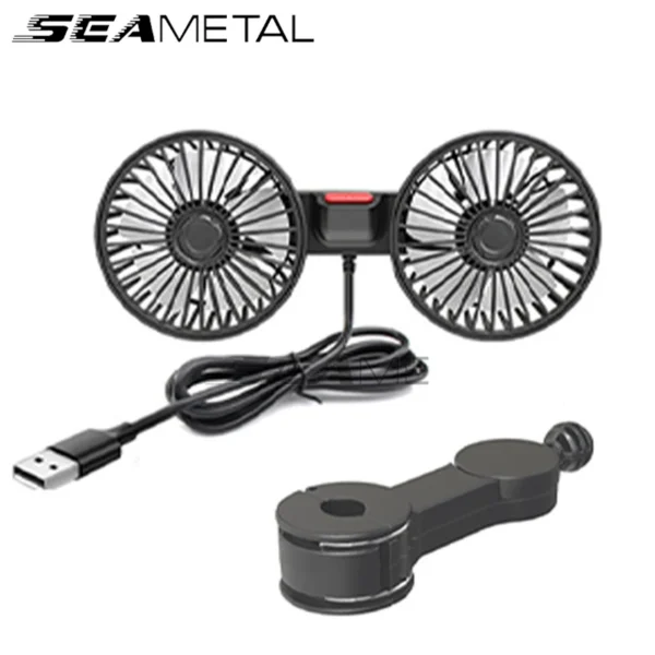 SEAMETAL 3-speed Car Seat Back Cooling Fan USB Charge Dual Head Fan 360 Degree Rotation Neck Cooler for Summer Car Accessories - Image 6