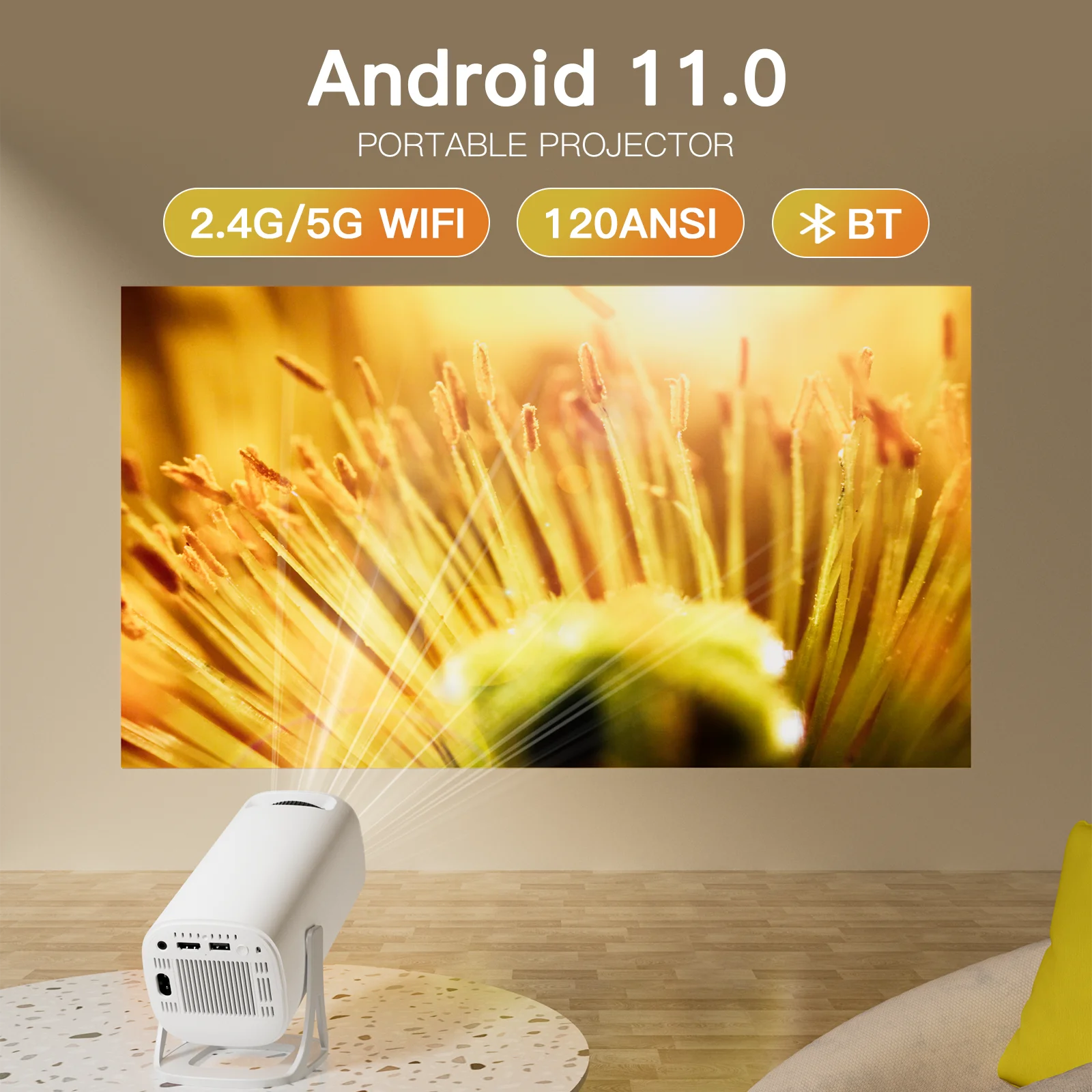 Salange S40 Smart Projector Digital Android11 Support 4K 1080P WiFi6 BT5.4 Allwinner H713 1280*720P Auto Keystone Pocket Beamer - Image 3