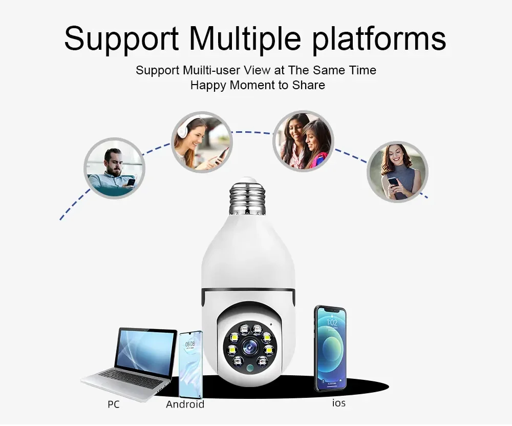 E27 Bulb WIFI Camera Night Vision Surveillance Cameras 8MP Automatic Human Tracking 4X Digital Zoom Video home Security Monitor - Image 5