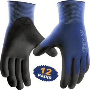 12 Pairs Ultra-Thin Safety Work Gloves - Superior Non-Slip Grip with Comfortable Elastic Knit Wrist Cuff for Effortless Daily Tasks!