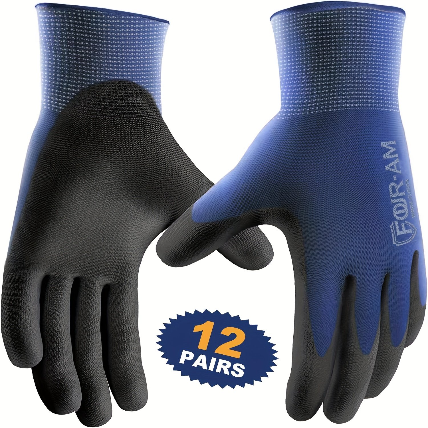 12 Pairs Ultra-Thin Safety Work Gloves - Superior Non-Slip Grip with Comfortable Elastic Knit Wrist Cuff for Effortless Daily Tasks!