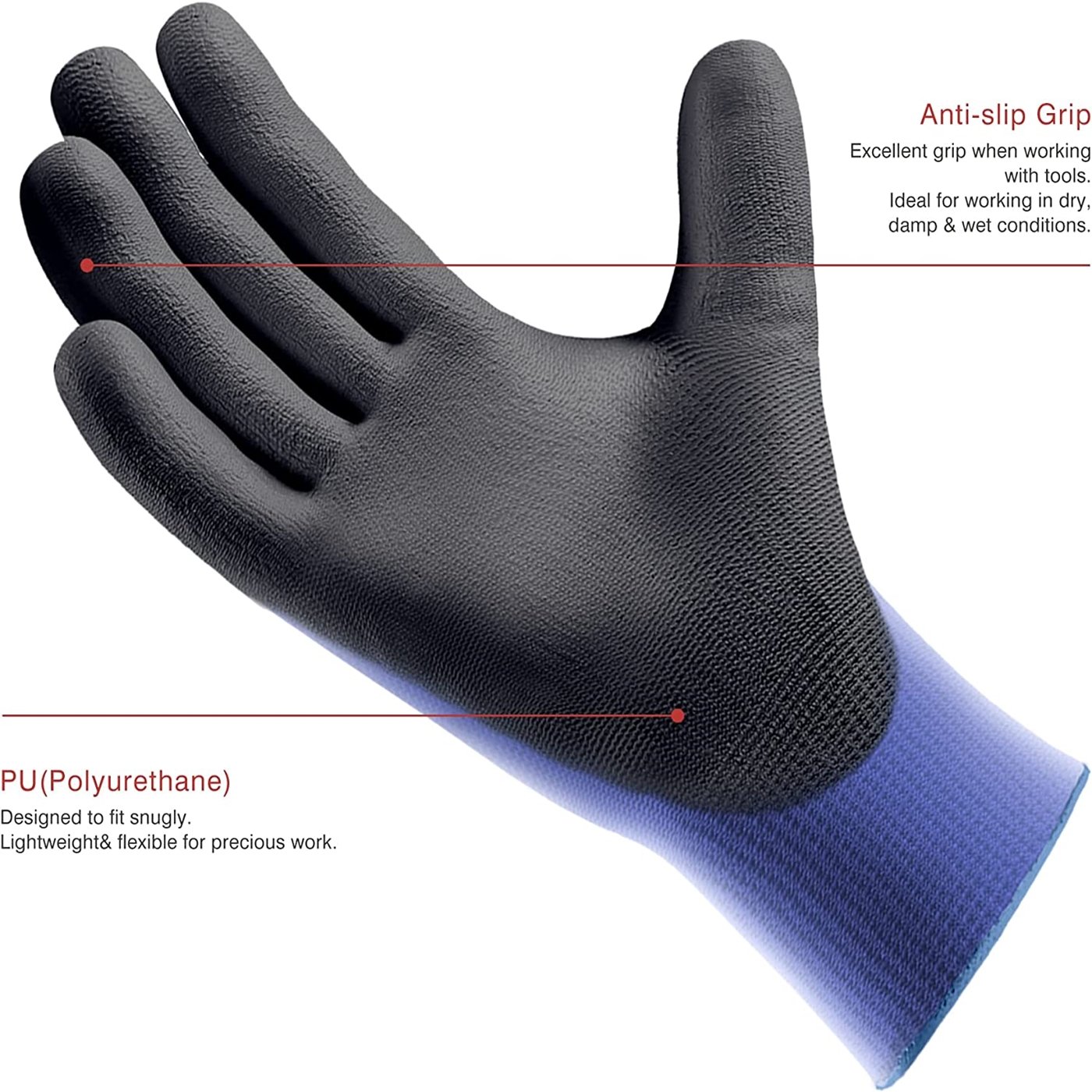 12 Pairs Ultra-Thin Safety Work Gloves - Superior Non-Slip Grip with Comfortable Elastic Knit Wrist Cuff for Effortless Daily Tasks! - Image 16