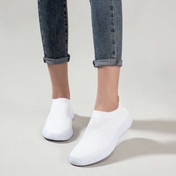 Women's Solid Color Casual Shoes, Lightweight Breathable Slip On Socks Shoes, Low Top Sneakers - Image 9