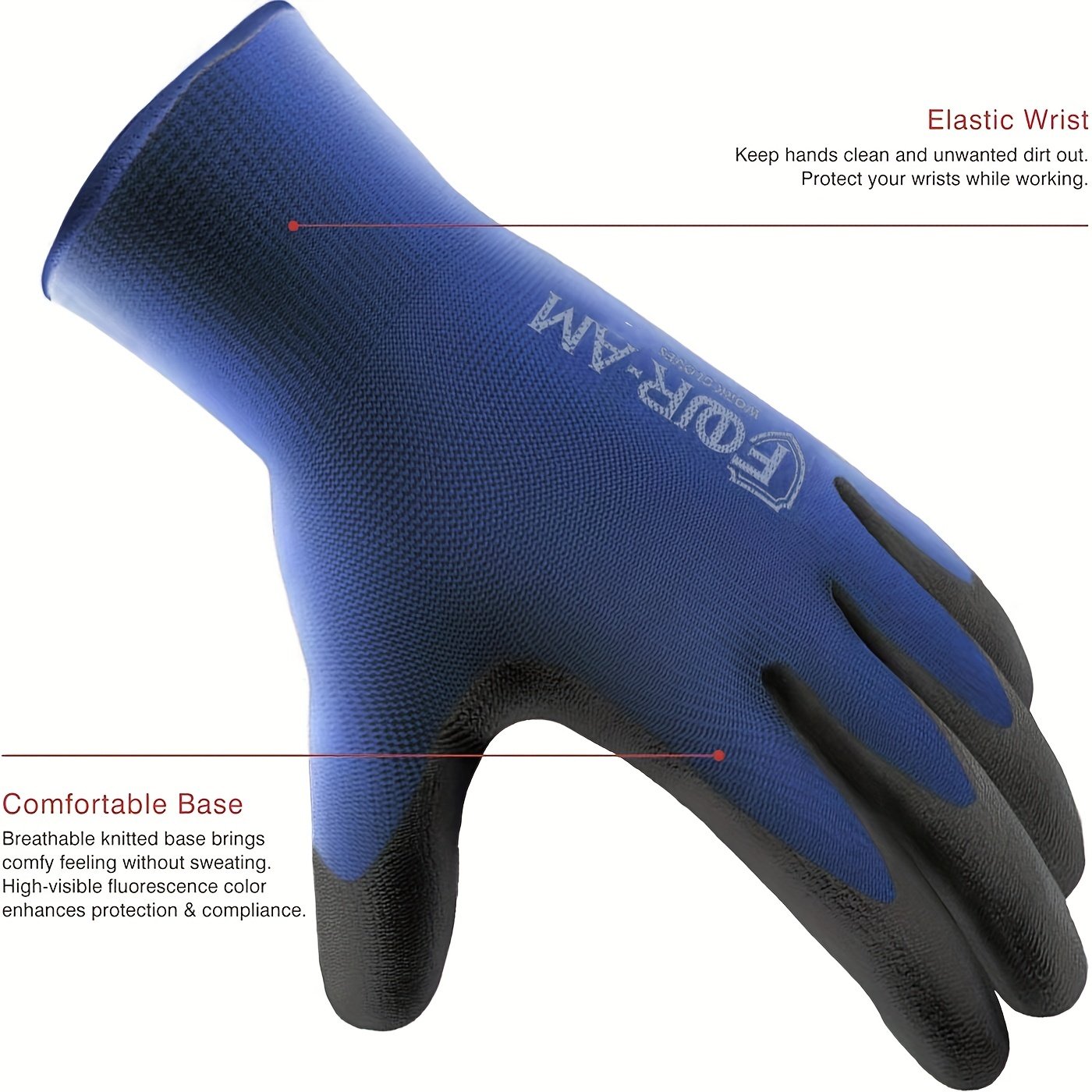 12 Pairs Ultra-Thin Safety Work Gloves - Superior Non-Slip Grip with Comfortable Elastic Knit Wrist Cuff for Effortless Daily Tasks! - Image 8