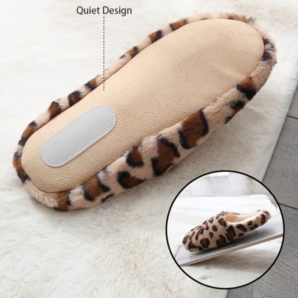 Women's Fluffy Home Slippers, Soft & Comfortable Leopard Pattern Indoor Slides - Image 8